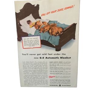 Vintage 1942 General Electric GE Automatic Bkanket Ad Advertisement